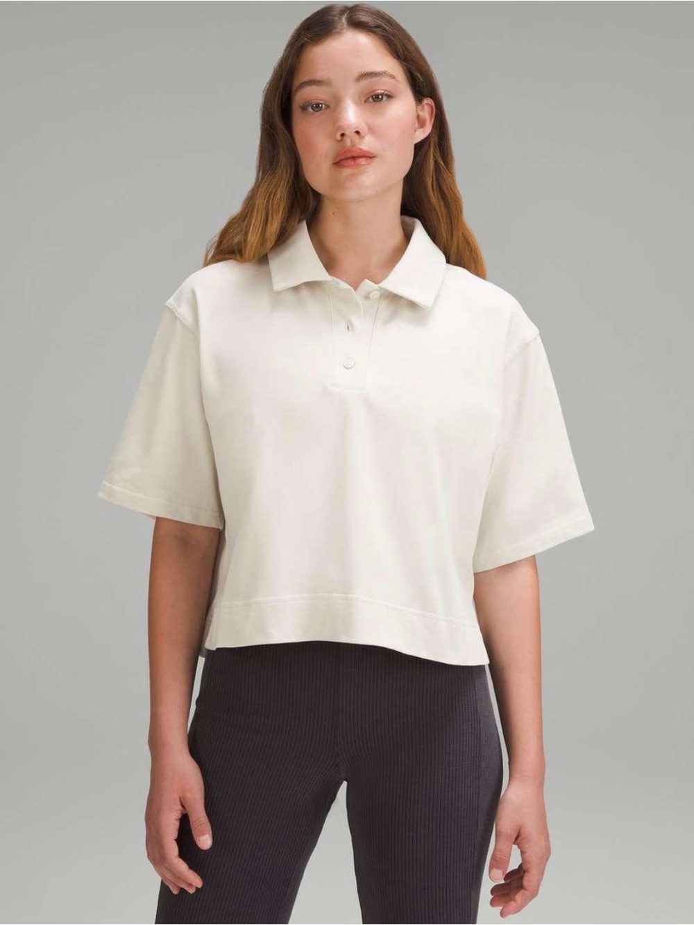 Lululemon Heavyweight Cotton Short-Sleeve Polo Shirt Bone Size 4